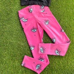 Leggings Leather Effect Fucsia 
