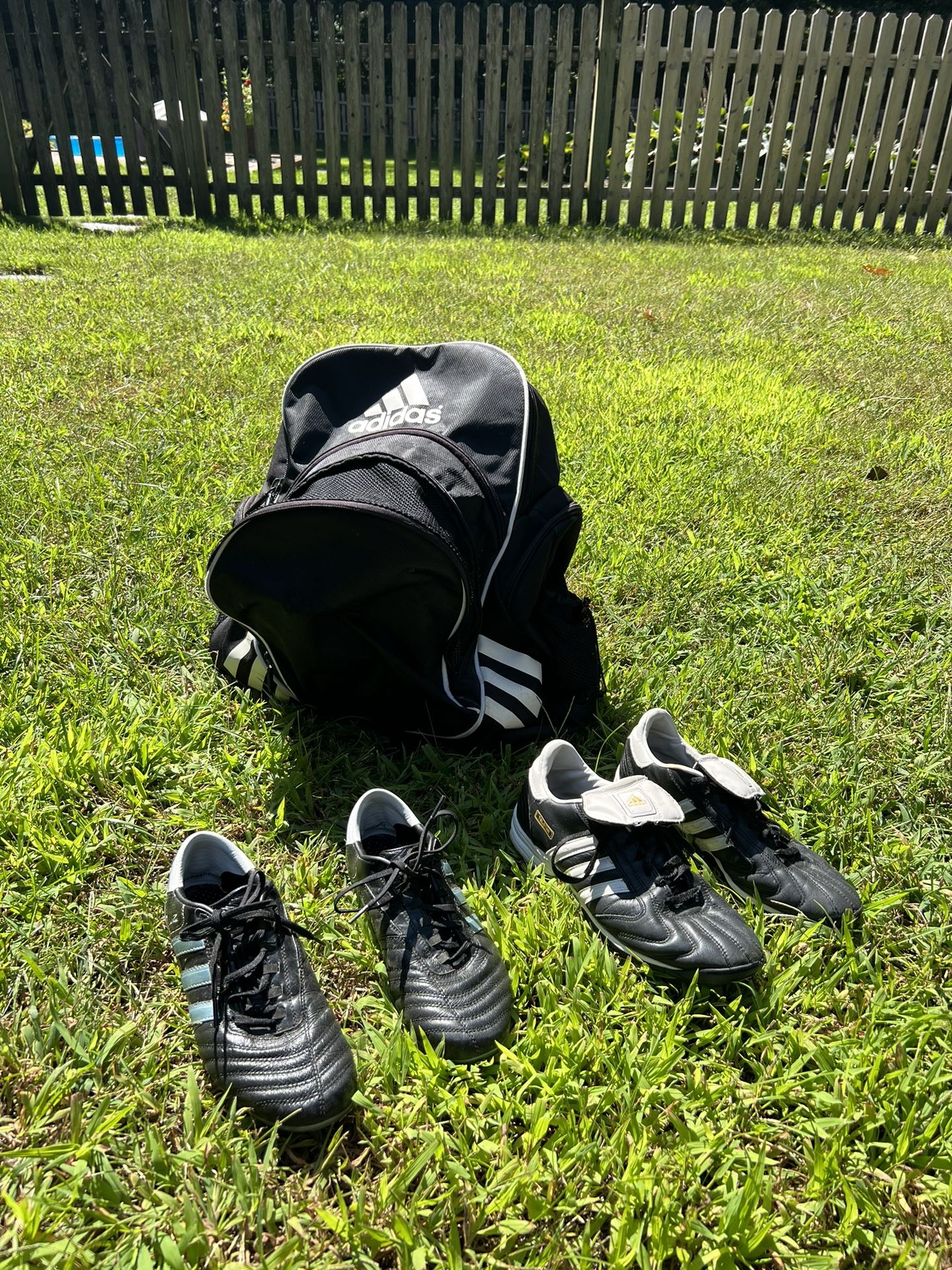 Adidas soccer backpack and soccer cleats