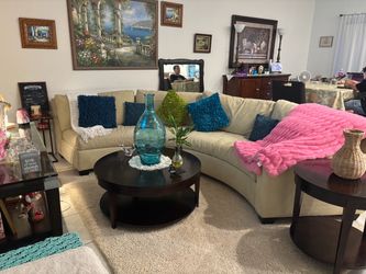 Beige Curved Sectional Sofa