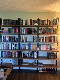 Large Industrial Bookshelf with Metal Frame