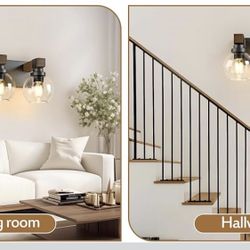 Farmhouse Bathroom Vanity Light Fixtures, 3-Light Wood Bathroom Light Fixtures Over Mirror, 