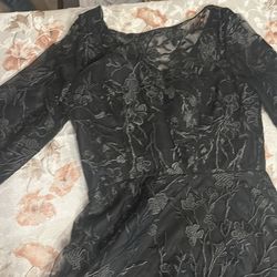 All Black Tule/Lace Full length Dress