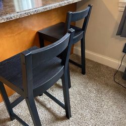 Black Wooden IKEA Bar Stools 