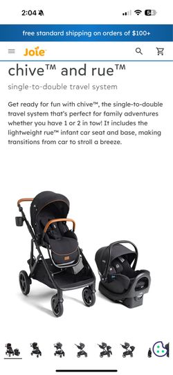 Stroller and carseat Chive™ and rue™ single-to-double travel system