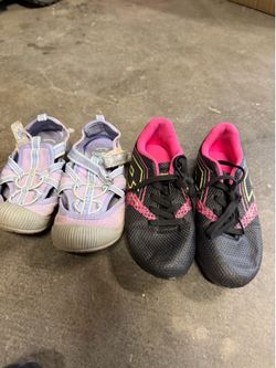 Girls water shoe and soccer cleats. Girls size 11-12 shoes