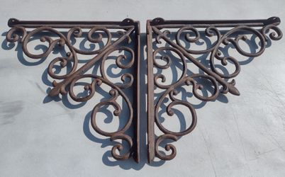 Large Wrought Iron Corbels or Brackets 15.25" W