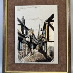 Vintage Made In England Titanium Picture Depicting Church Street In Ledbury 11”x9”