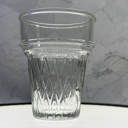 Set of (6) Vintage Libbey ice cream cone-shaped sundae serving cup glass clear, pressed glass design with an all-over pattern that resembles an ice cr