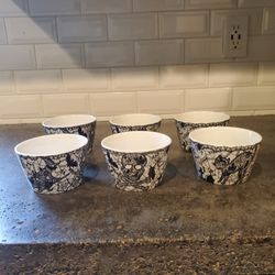 6 222 fifth wiccan lace pattern porcelain compote dessert/soup bowls. 