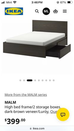 Malm Queen Bedframe with storage drawers IKEA