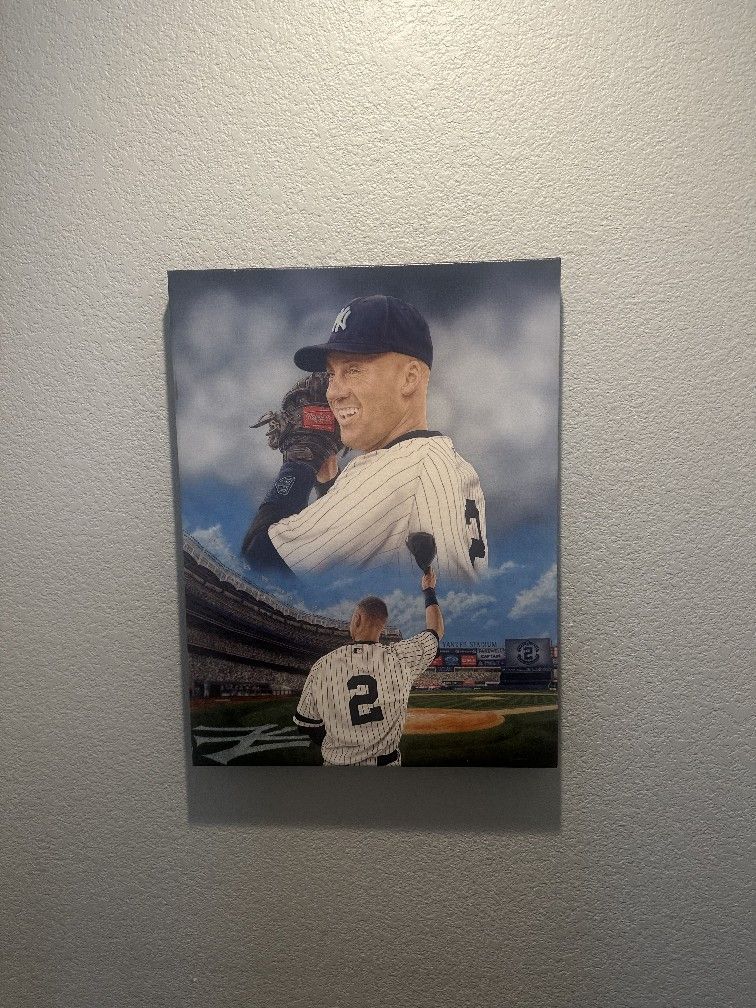 Baseball Memorabilia Tribute - Rare numbered Derek Jeter #2 Print on Canvas
