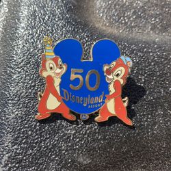 Authentic Disneyland 50th Anniversary Chip And Dale Mickey Balloon Pin
