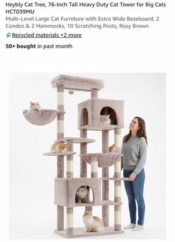Heybly Cat Tree, 76-Inch Tall Heavy Duty Cat Tower for Big Cats