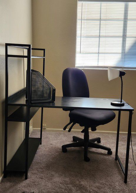 💥Desk + office chair + lamp + file cabinet metal💥ESCUCHO 🫵 OFERTA‼️