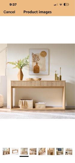 OKD 63" Fluted Console Table for Entryway, Modern Entryway Table with 2 Large Drawers, Long Sofa Table Behind Couch for Living Room, Hallway, Couch, F