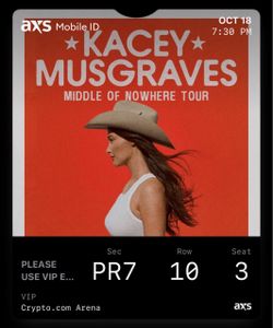 Kacey Musgraves Middle of Nowhere Tour Ticket