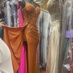 Burnt orange prom dress 