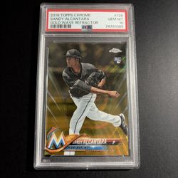 2018 Topps Chrome - Sandy Alcantara #128 Gold Wave Refractor /50 (RC) PSA 10