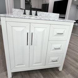 Wyndham  Daria 36” White Vanity 
