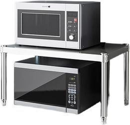 Stainless steel kitchen counter top microwave oven shelf rack, 2 tier,200 lb load bearing, shelf for toaster,(23.6*13.7*15.7inch/60*35*40cm)