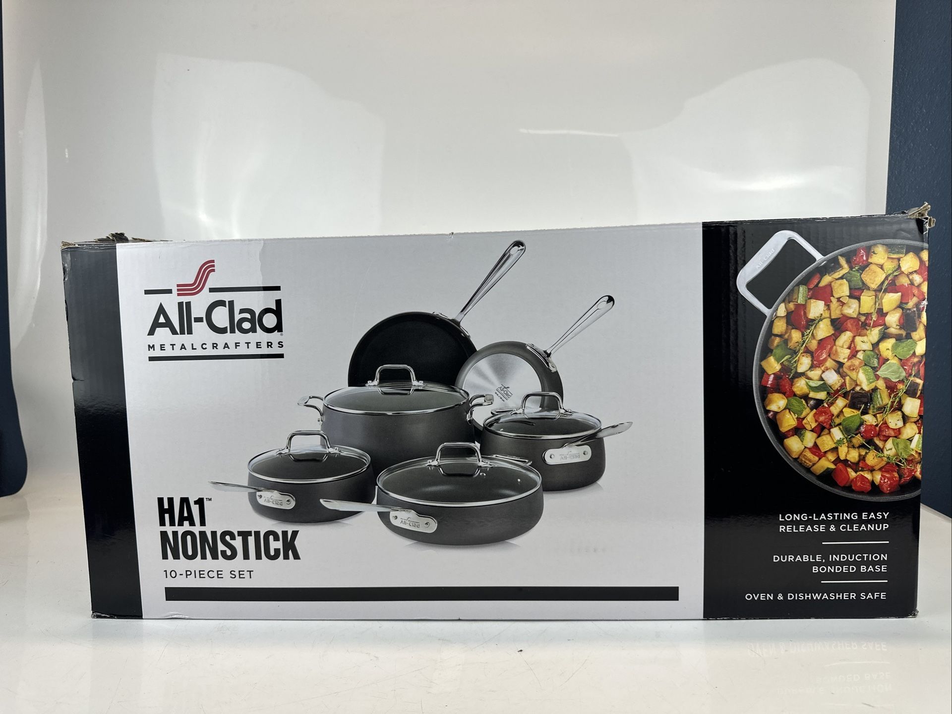 All-Clad HA1 Non-Stick 10pc Cookware Set #E118SB64 Black New in Open Box