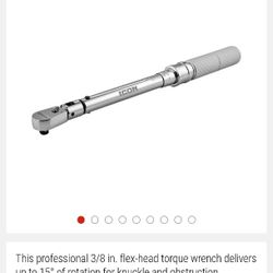 ICON 3/8 in. Drive, 5 to 75 ft-lb Professional Flex-Head Click Torque Wrench. 