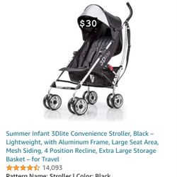 Black Summer Infant 3Dlite Stroller