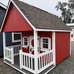 8x12 Kids Playhouse w/ Porch, Loft, Adult Door & Kids Door (Read Description)