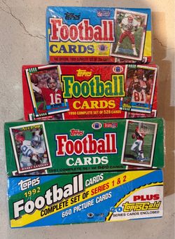 1(contact info removed) TOPPS FOOTBALL FACTORY SEALED MINT COMPLETE SETS ( 4 SETS)