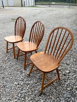 3 wood chairs