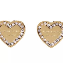 Designer Michael KORS Gold Crystal Heart stud earrings 