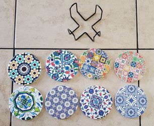 New Ceramic 8pc Coaster Set