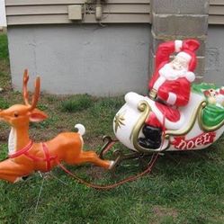  Vintage Early 70’s Santa Sleigh And Friends 