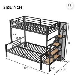 Twin over full bunk bed with wardrobe 