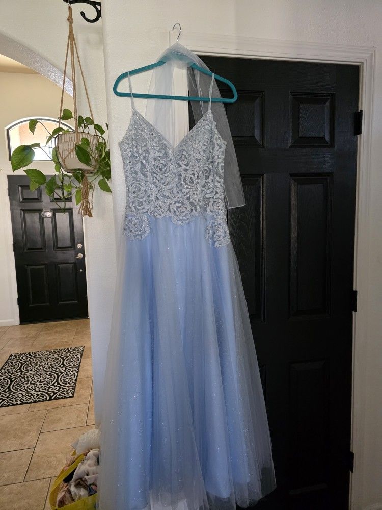 Light Blue Chiffon Dress