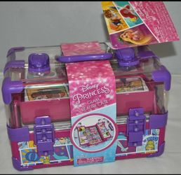 Disney Princess Glam Beauty Case Make-Up Lip Gloss Nails Hair Clip Party NEW