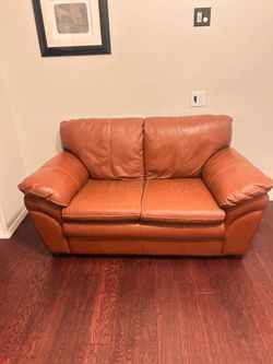 Leather modern love seat couch