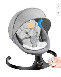 Baby Swing for Infants 0-18 Months - 5 Speed Bluetooth Baby Bouncer with 10 Lullabies, Portable Infant Swing Chair (Gray)