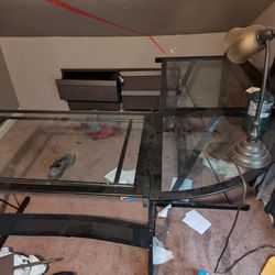 L Shaped Glass Top Office Desk / Gamer Desk 