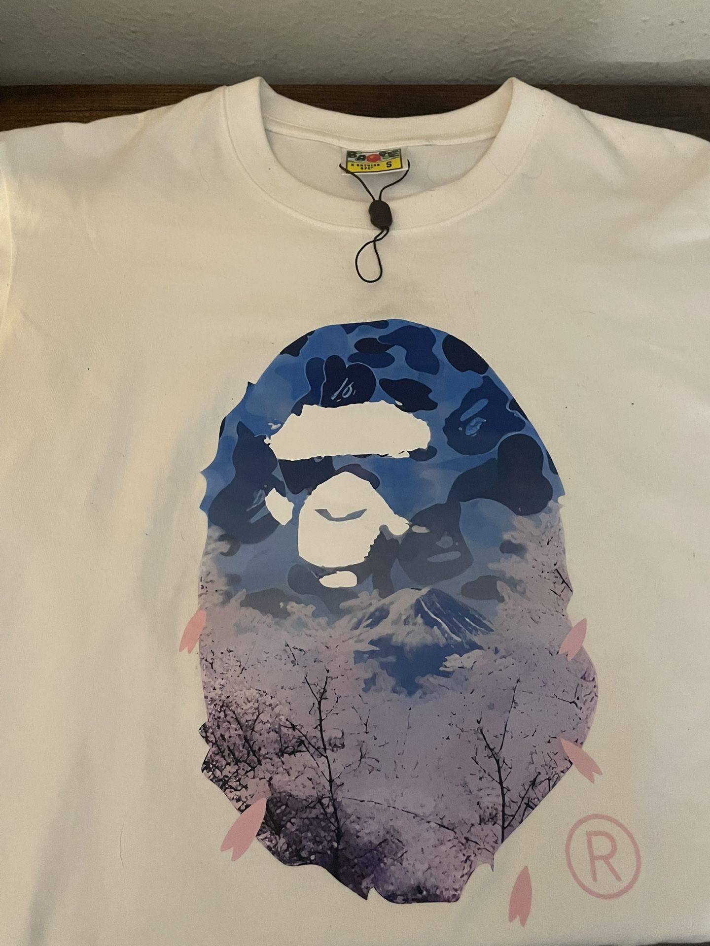 Bape White Sakura Tree “Ape Head” Logo T shirt
