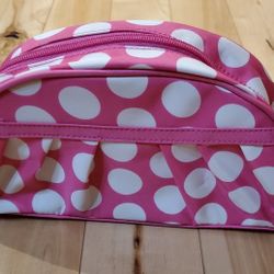 NEW Initials Inc. Pink Polka Dot Cosmetic Bag 