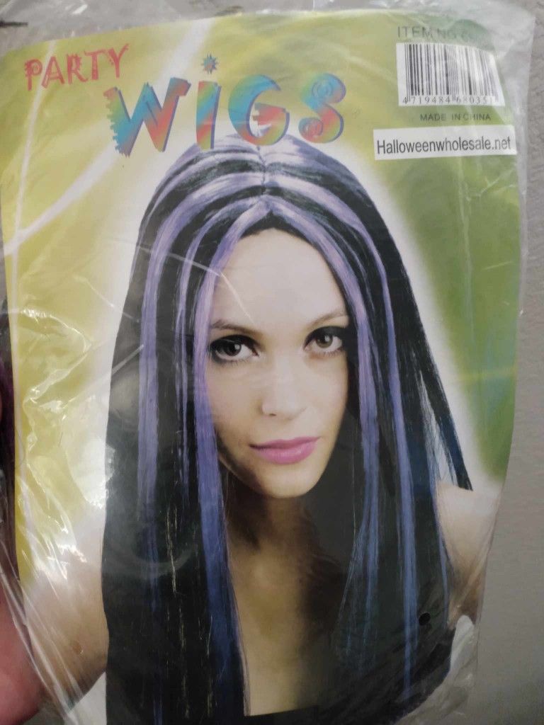 Brand New Adult Black Wig Purple Stripes $10