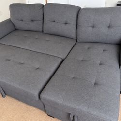 Gray Sectional Sleeper Sofa with Storage – $150