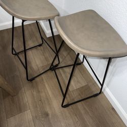 Pottery Barn Brenner Leather Counter 3 Piece Stool Gray Leather