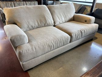 Oversized Light Sofa with Wide Plush Track Arms and USB Port