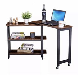 360° Free Rotating Sofa Side Tables Mobile End Table with 2 Tier Storage Shelves