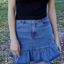 John Galt Ruffle Denim Skirt Size Small