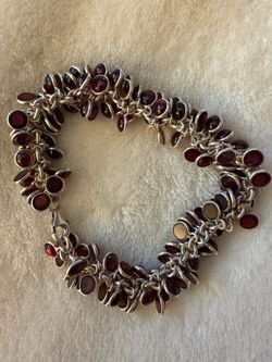 Silpada Sterling Silver and Garnet "Cha Cha" Bracelet
