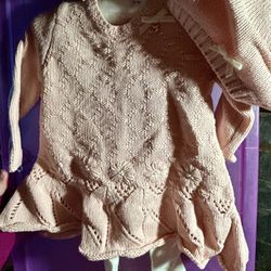 3-6 Month Knitted Pink Dress Hat Stockings