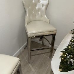 4 Faux Leather Pearl Barstool High Chairs